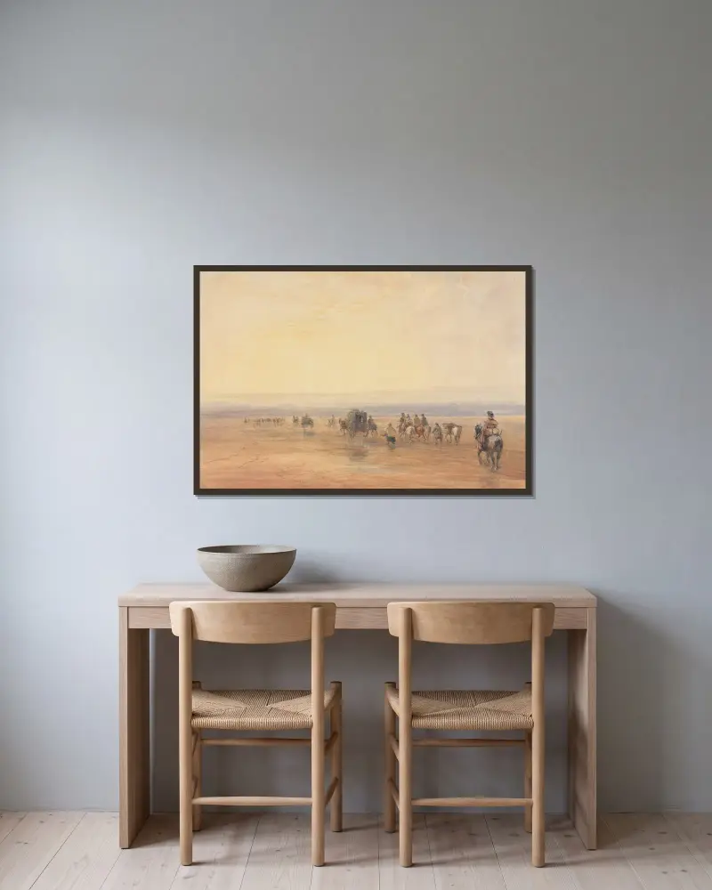Überquerung der Lancaster Sands von David Cox gerahmt an einer Wand