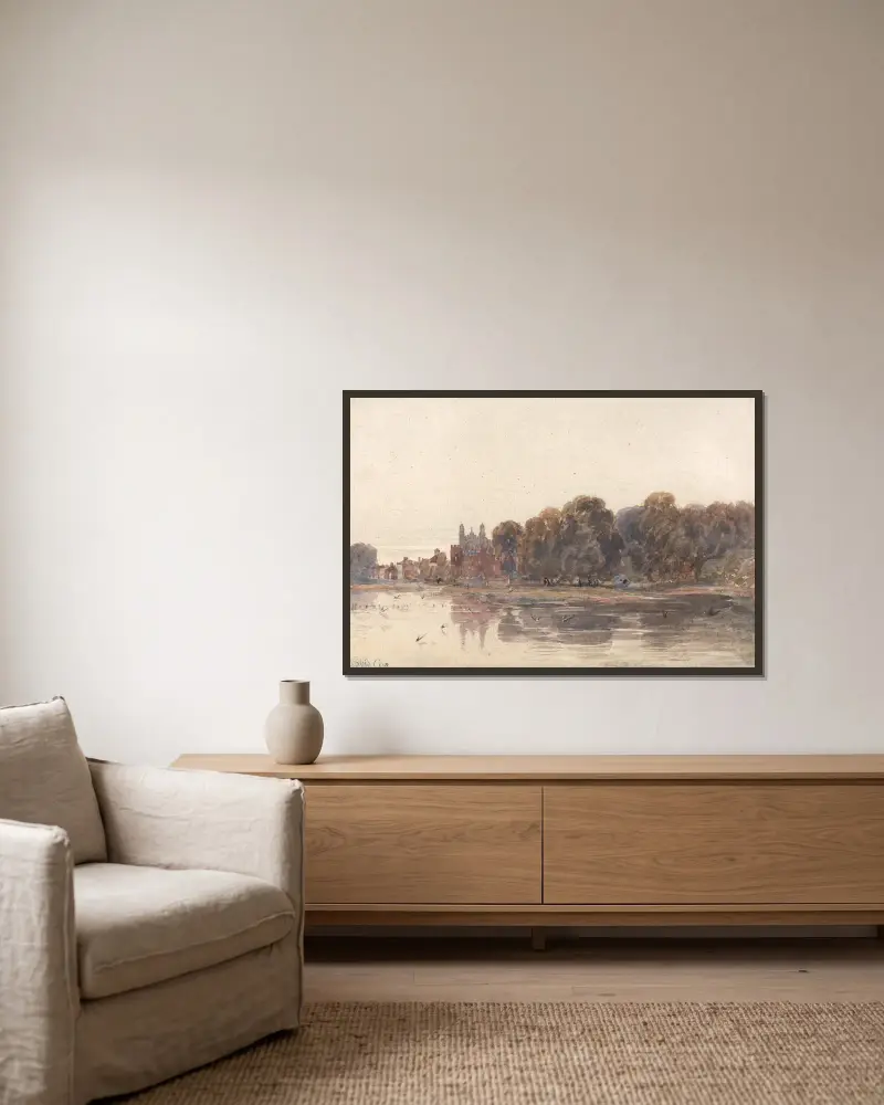 Eton od Temže, David Cox v rámu na stěně