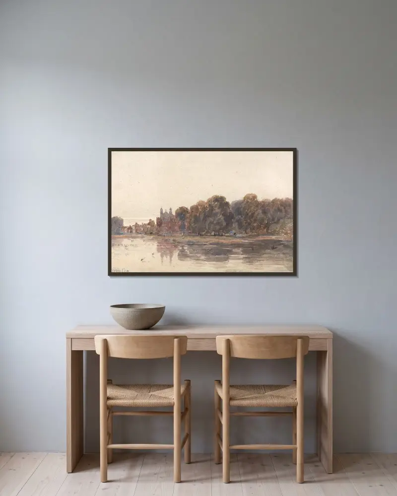 Eton od Temže, David Cox v rámu na stěně