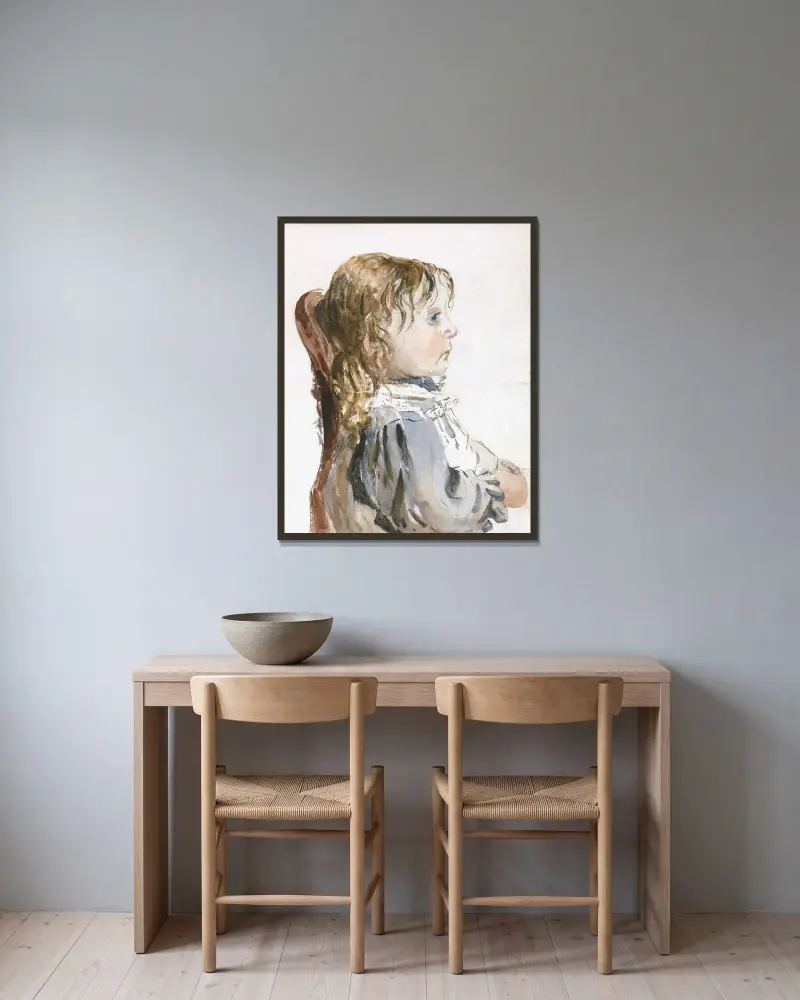 Flicka i förkläde av David Cox inramad på en vägg
