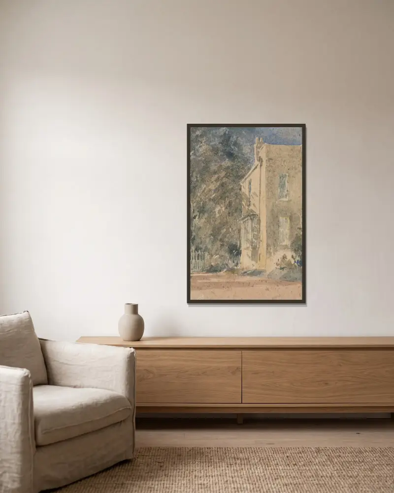 Greenfield House av David Cox inramad på en vägg