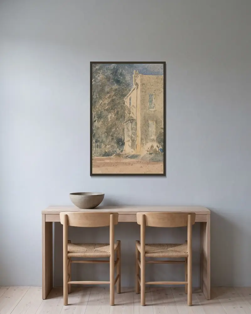 Greenfield House av David Cox inramad på en vägg