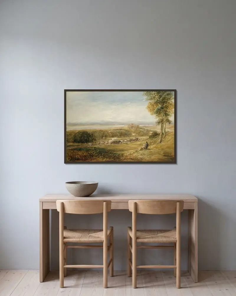Lancaster; Frieden und Krieg von David Cox gerahmt an einer Wand