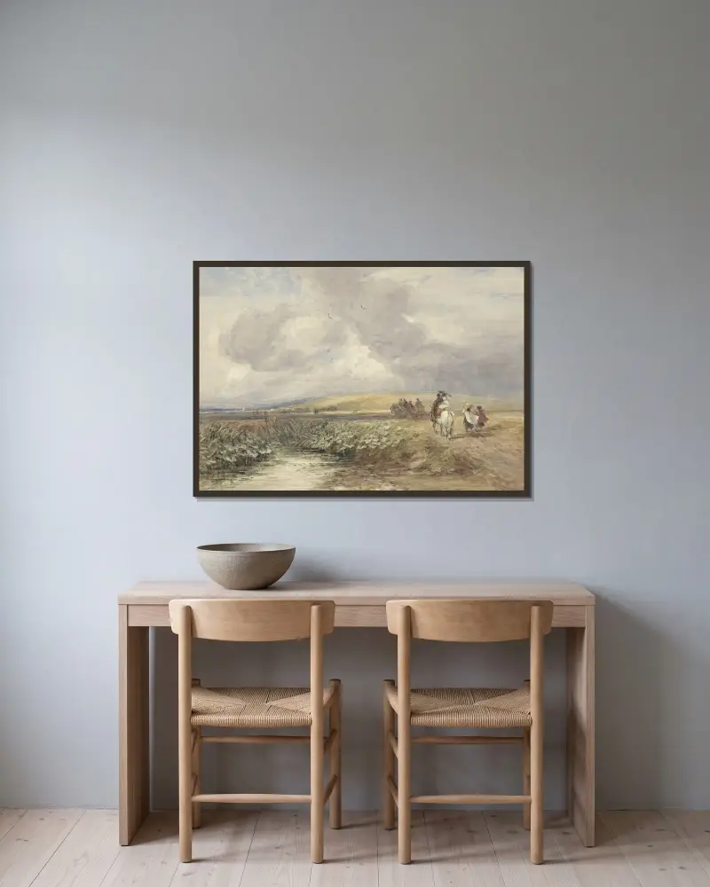 Krajina s cestovateli, David Cox v rámu na stěně