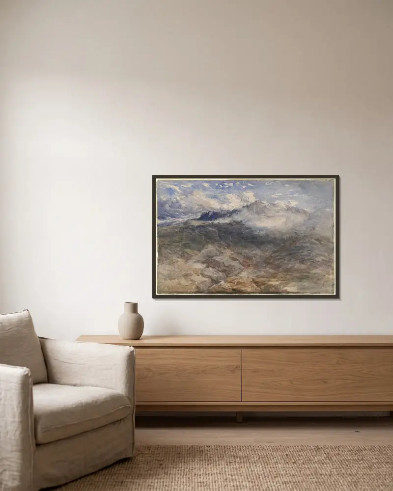 Bergeshöhen, Cader Idris von David Cox gerahmt an einer Wand