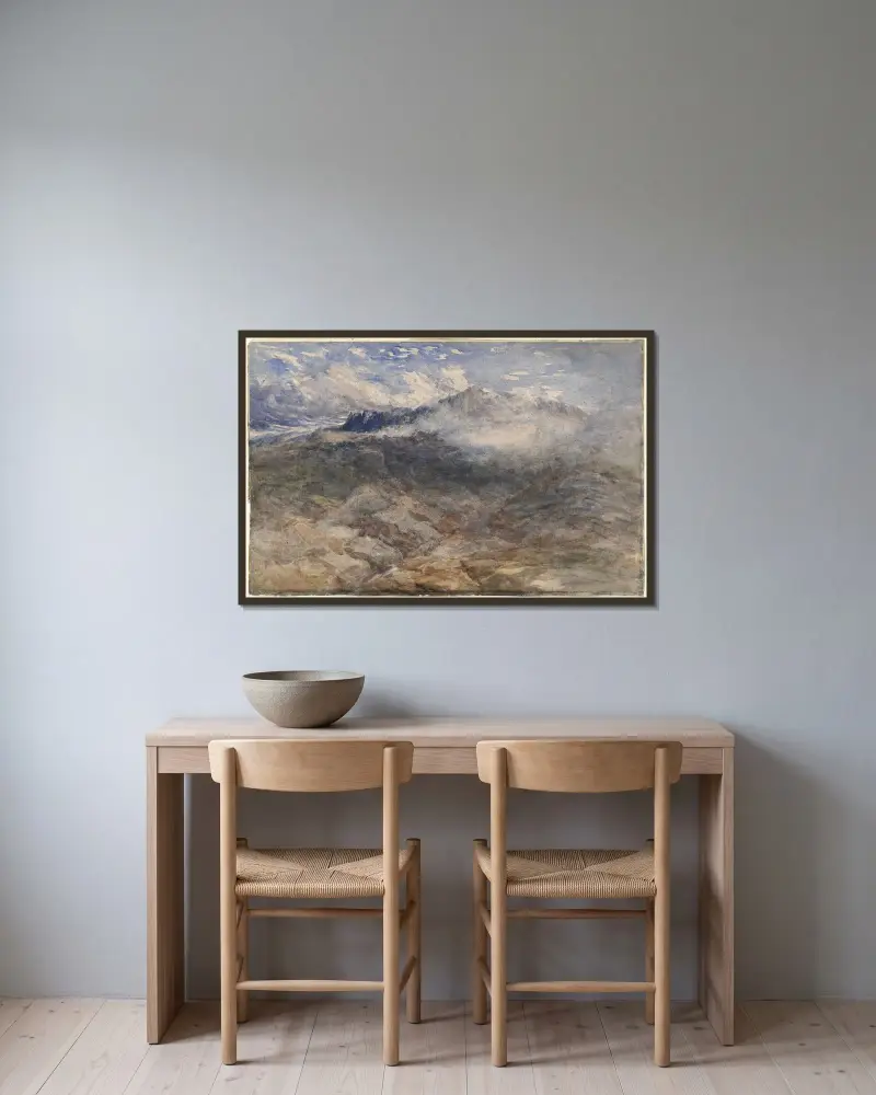 Bergeshöhen, Cader Idris von David Cox gerahmt an einer Wand