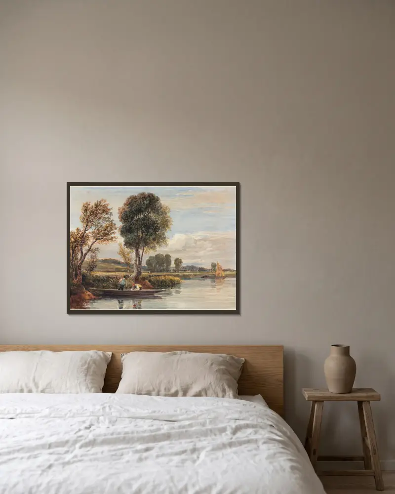 An der Themse von David Cox gerahmt an einer Wand