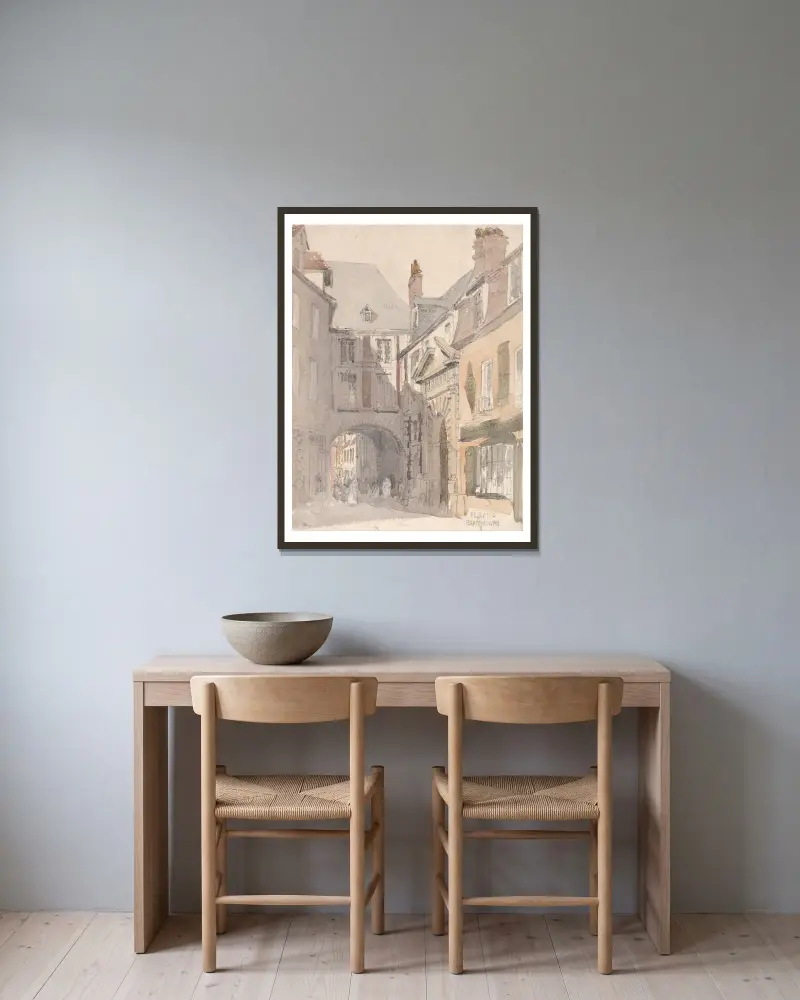 Place St. Barthélemy, Rouen von David Cox gerahmt an einer Wand