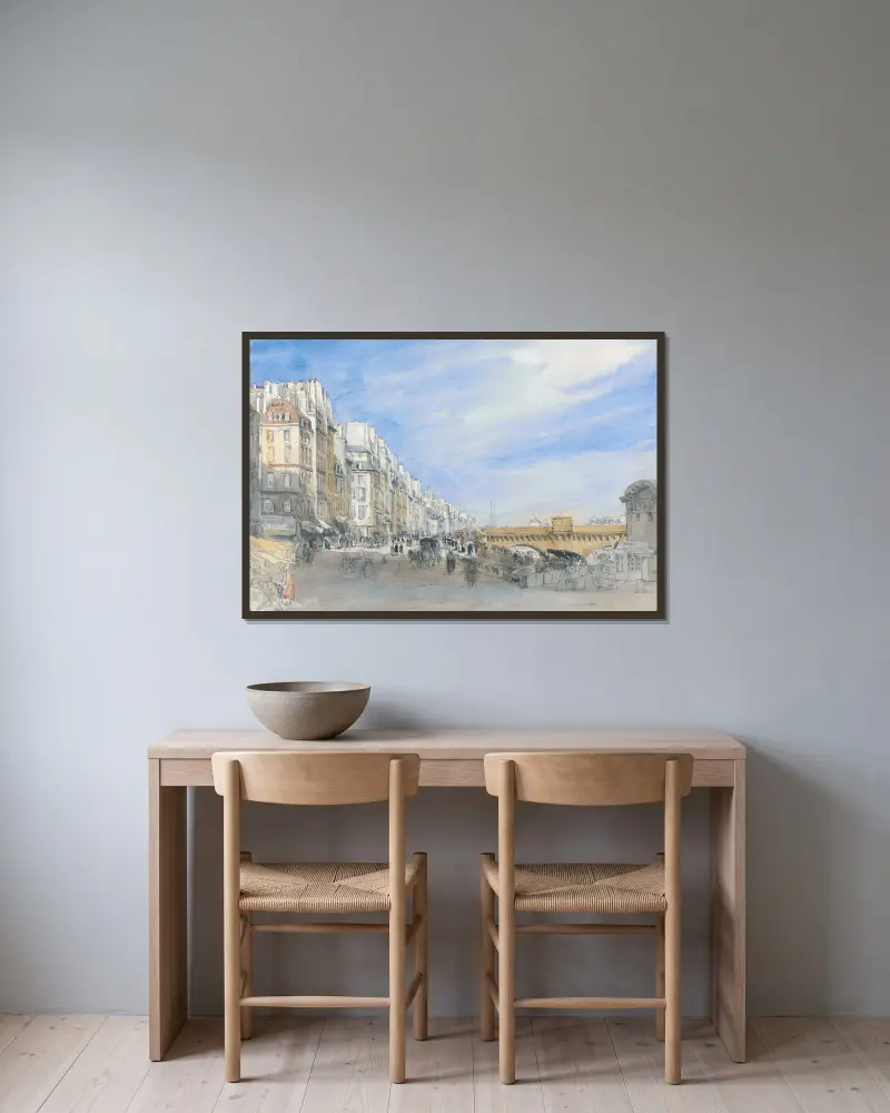 Pont Neuf from the Quai de l’Ecole, Paris av David Cox inramad på en vägg