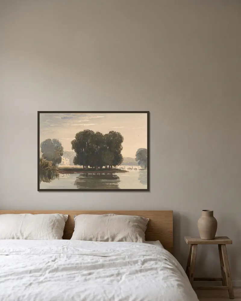 Richmond Bridge av David Cox inramad på en vägg