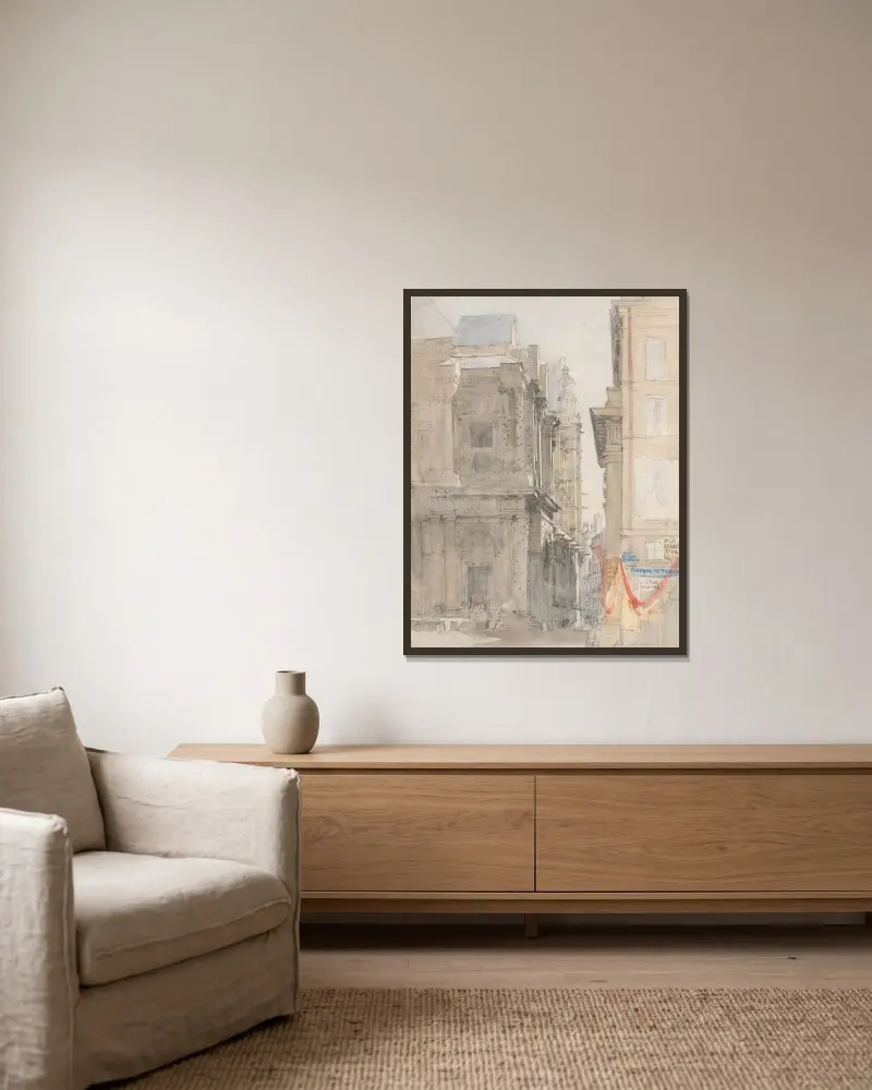 St. Eustache, Paris von David Cox gerahmt an einer Wand
