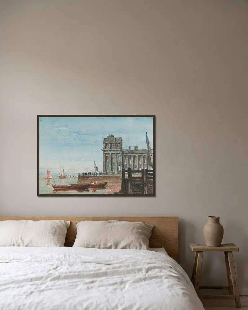 Det gamla tullhuset, Greenwich av David Cox inramad på en vägg