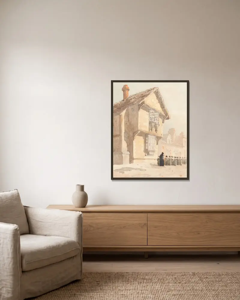 Der Schulweg von David Cox gerahmt an einer Wand