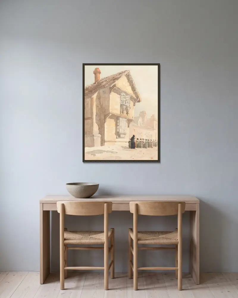 Der Schulweg von David Cox gerahmt an einer Wand