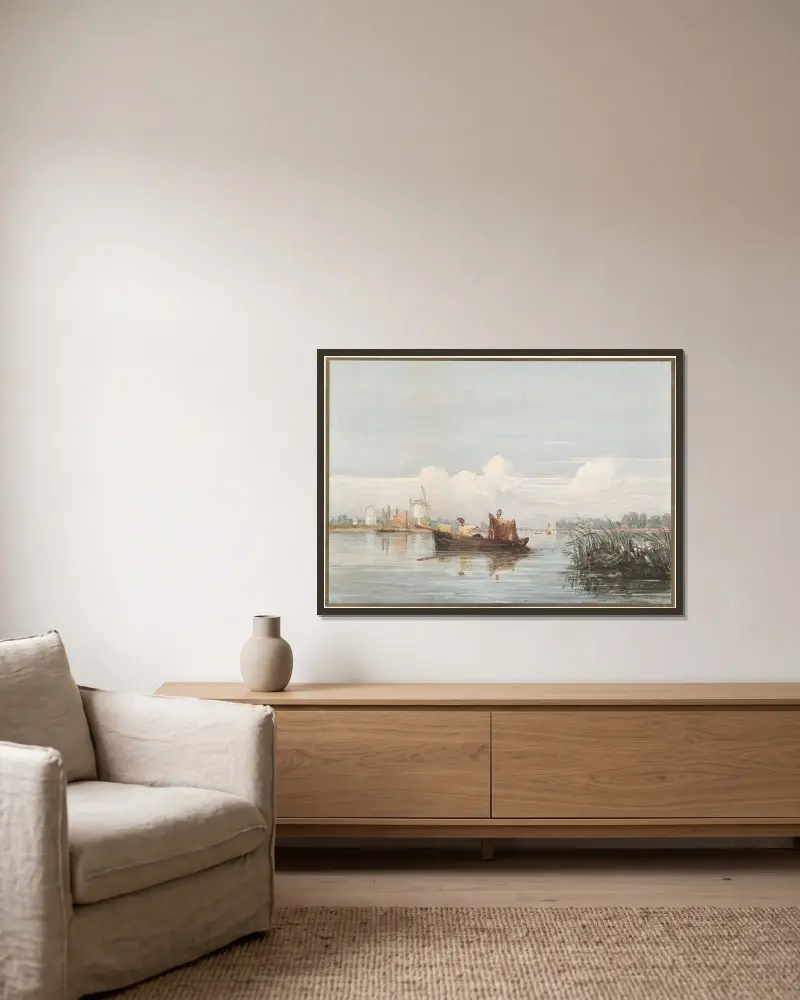 Themsen vid Battersea av David Cox inramad på en vägg