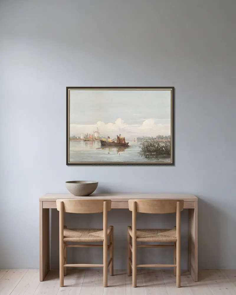 Themsen vid Battersea av David Cox inramad på en vägg
