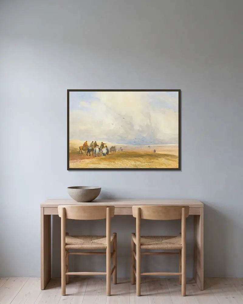 Ulverstone Sands, Cumbria von David Cox gerahmt an einer Wand