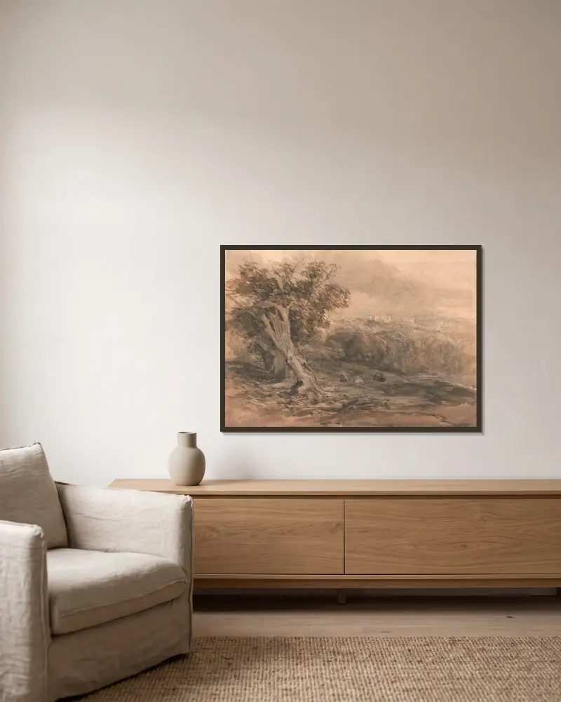 Warwick Castle von David Cox gerahmt an einer Wand