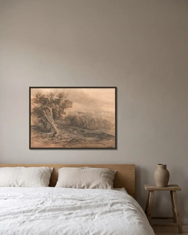 Warwick Castle von David Cox gerahmt an einer Wand
