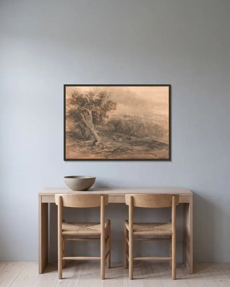 Warwick Castle von David Cox gerahmt an einer Wand