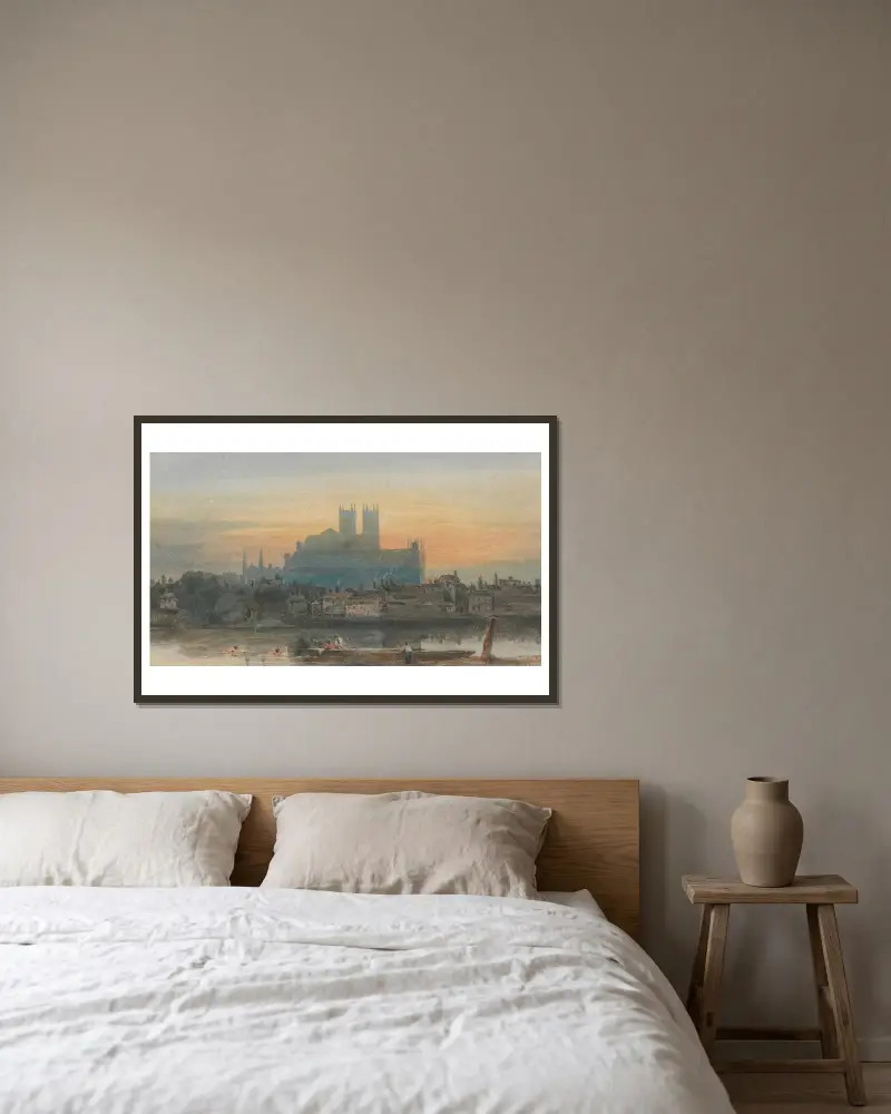 Westminster z Lambethu, David Cox v rámu na stěně