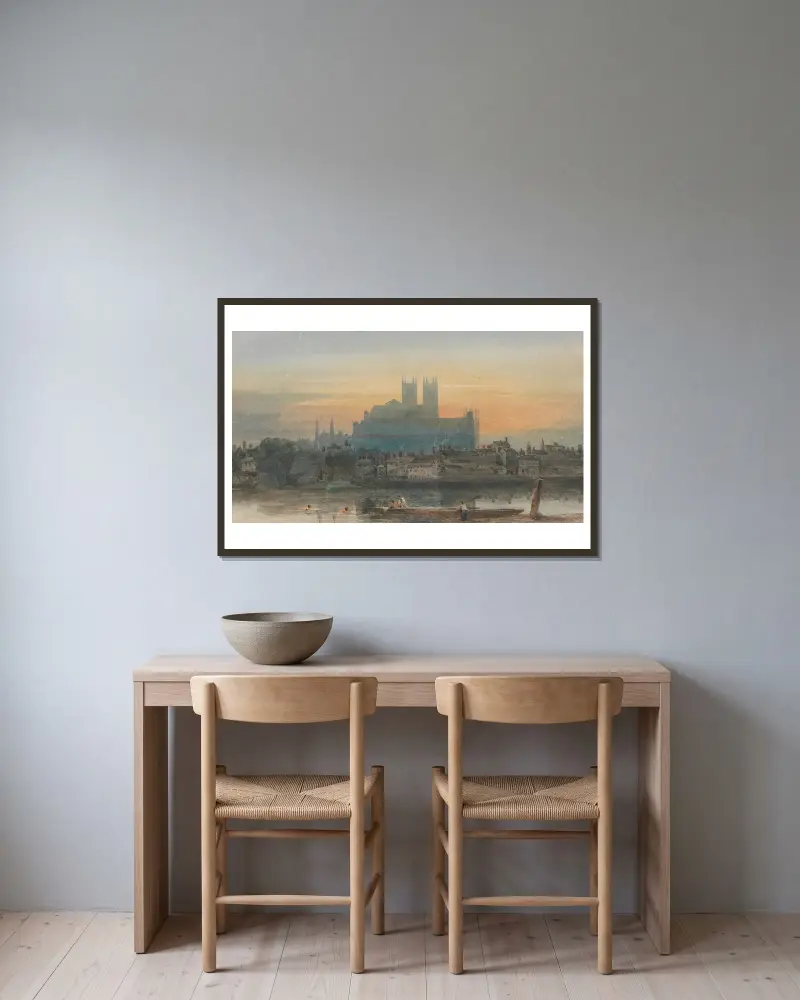 Westminster z Lambethu, David Cox v rámu na stěně