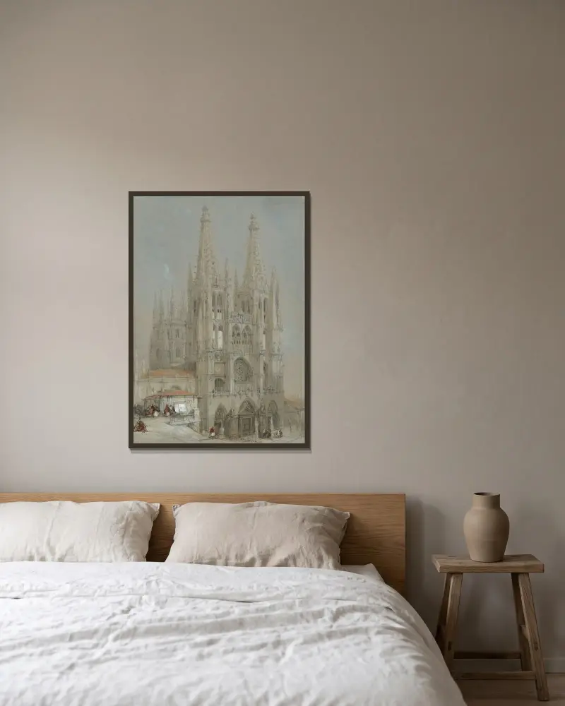 Utsikt över katedralen i Burgos, Spanien av David Roberts inramad på en vägg