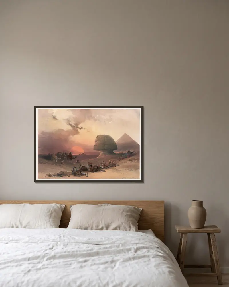 Approach of the simoom. Desert of Gizeh. av David Roberts inramad på en vägg