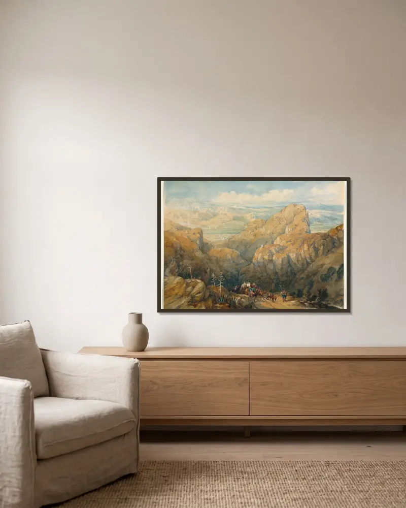 Descent into the Plain of Granada av David Roberts inramad på en vägg