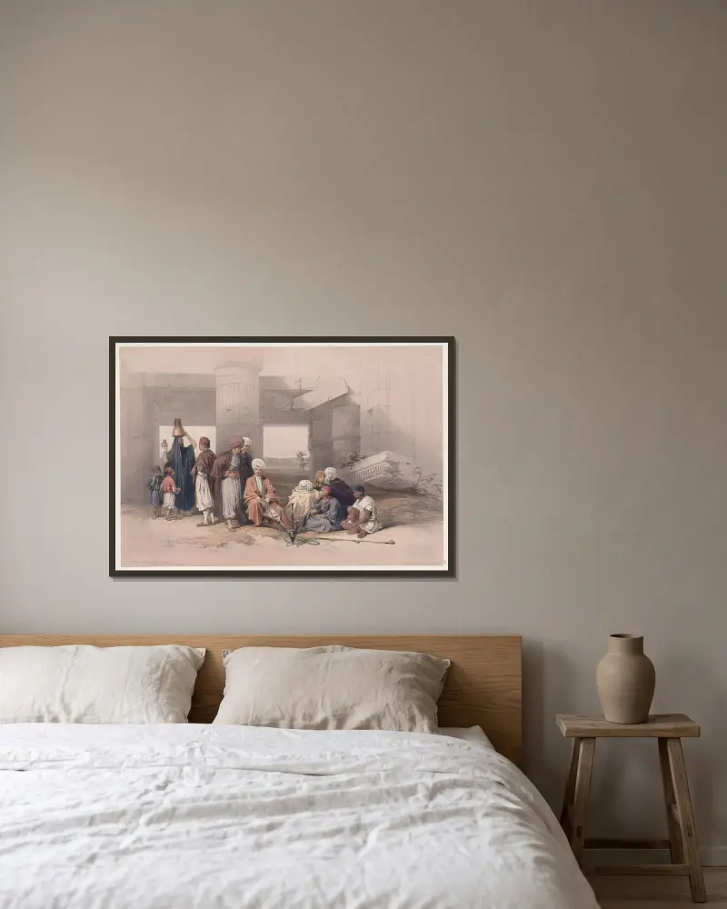 Eingang zum Tempel des Amun, Theben von David Roberts gerahmt an einer Wand