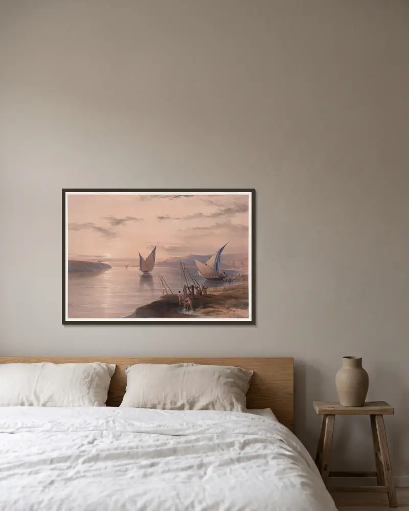 Hager Selsilis [Gebel el-Silsila] von David Roberts gerahmt an einer Wand