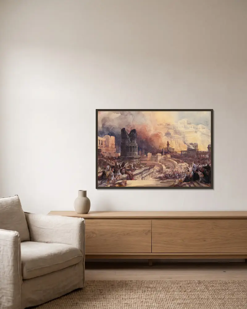 London The Destruction Of A City av David Roberts inramad på en vägg