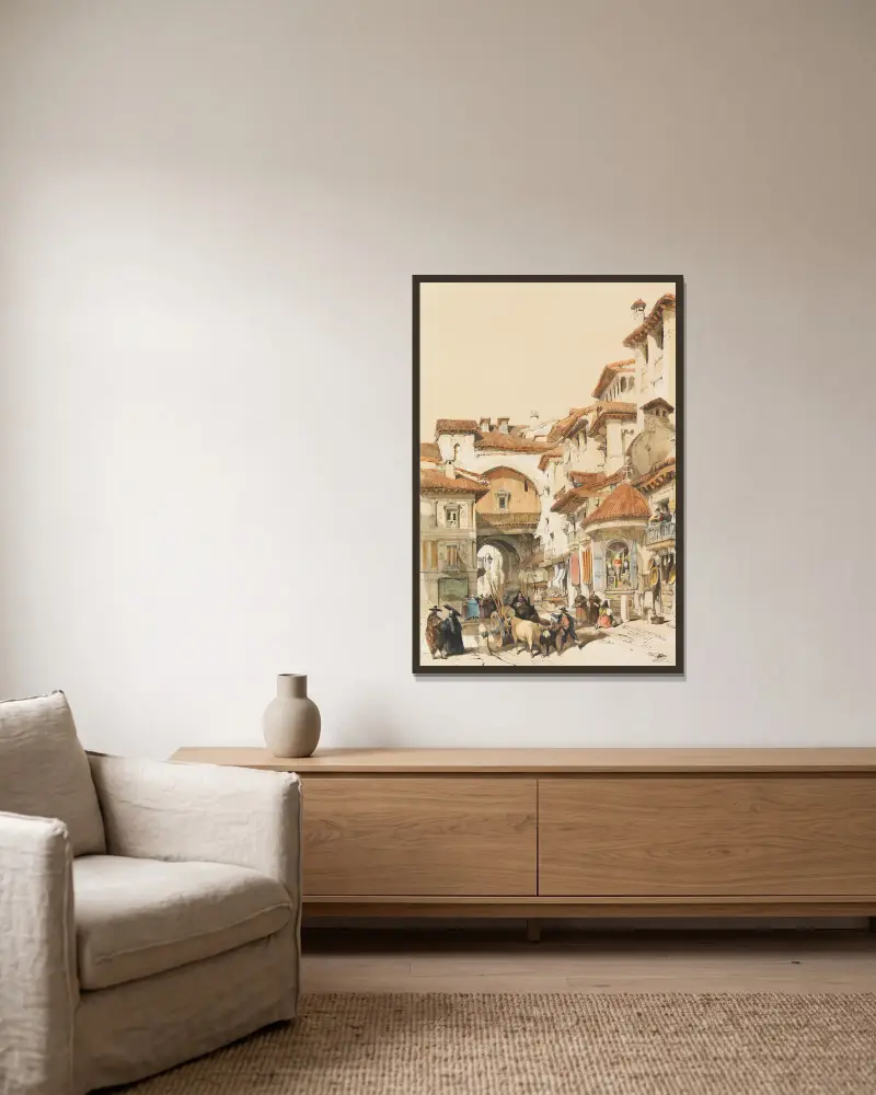 Skizzen aus Spanien von David Roberts gerahmt an einer Wand