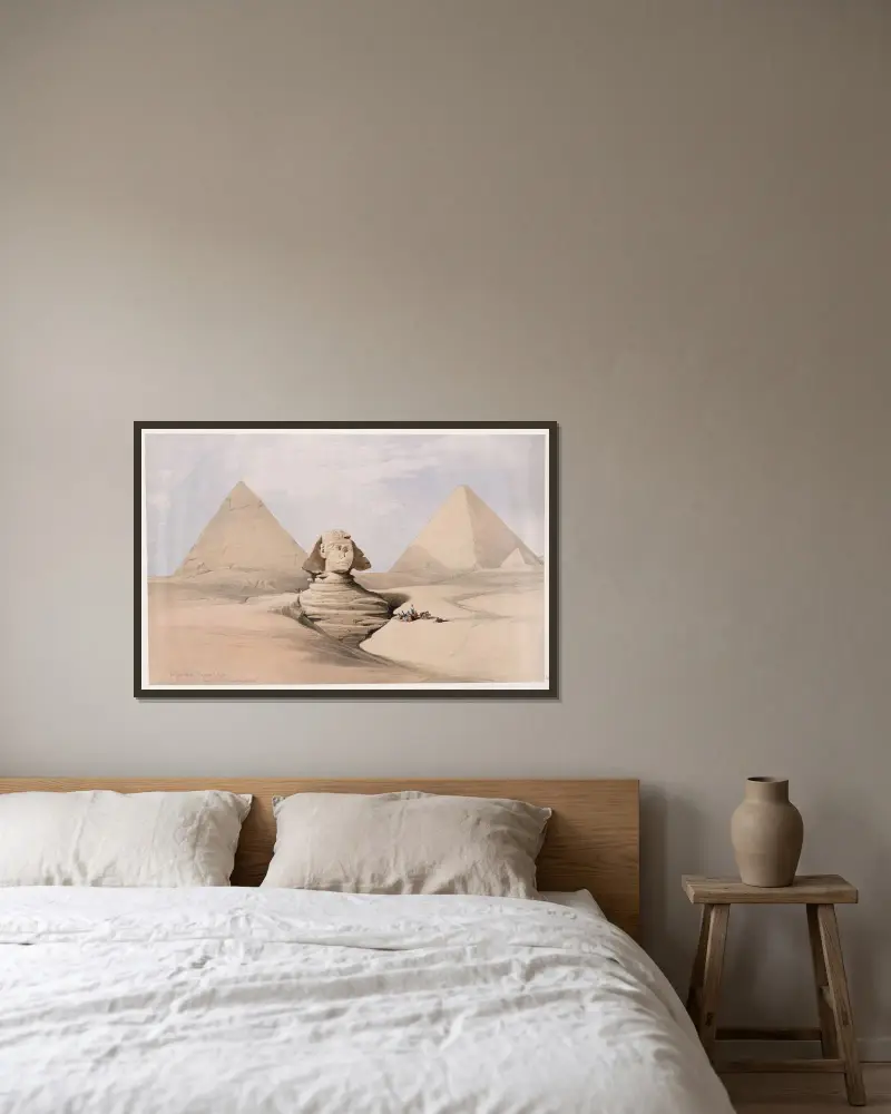 Den stora sfinxen, Giza av David Roberts inramad på en vägg