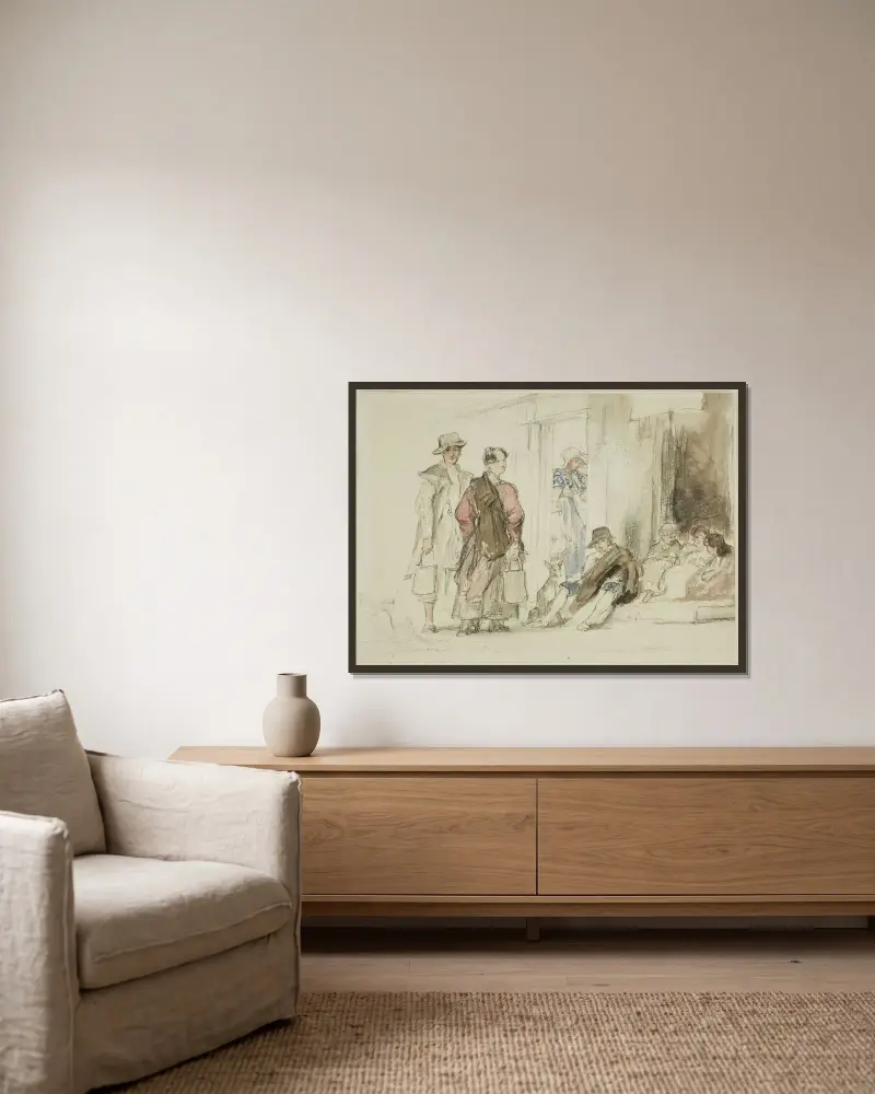 Figuren an einer Türöffnung von Sir David Wilkie gerahmt an einer Wand