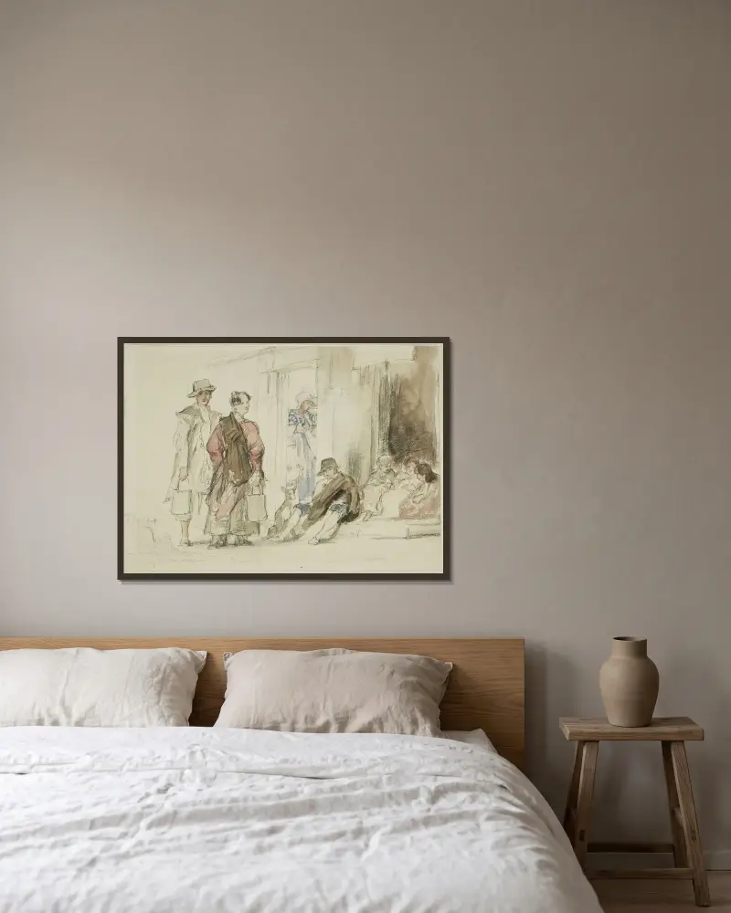 Figuren an einer Türöffnung von Sir David Wilkie gerahmt an einer Wand