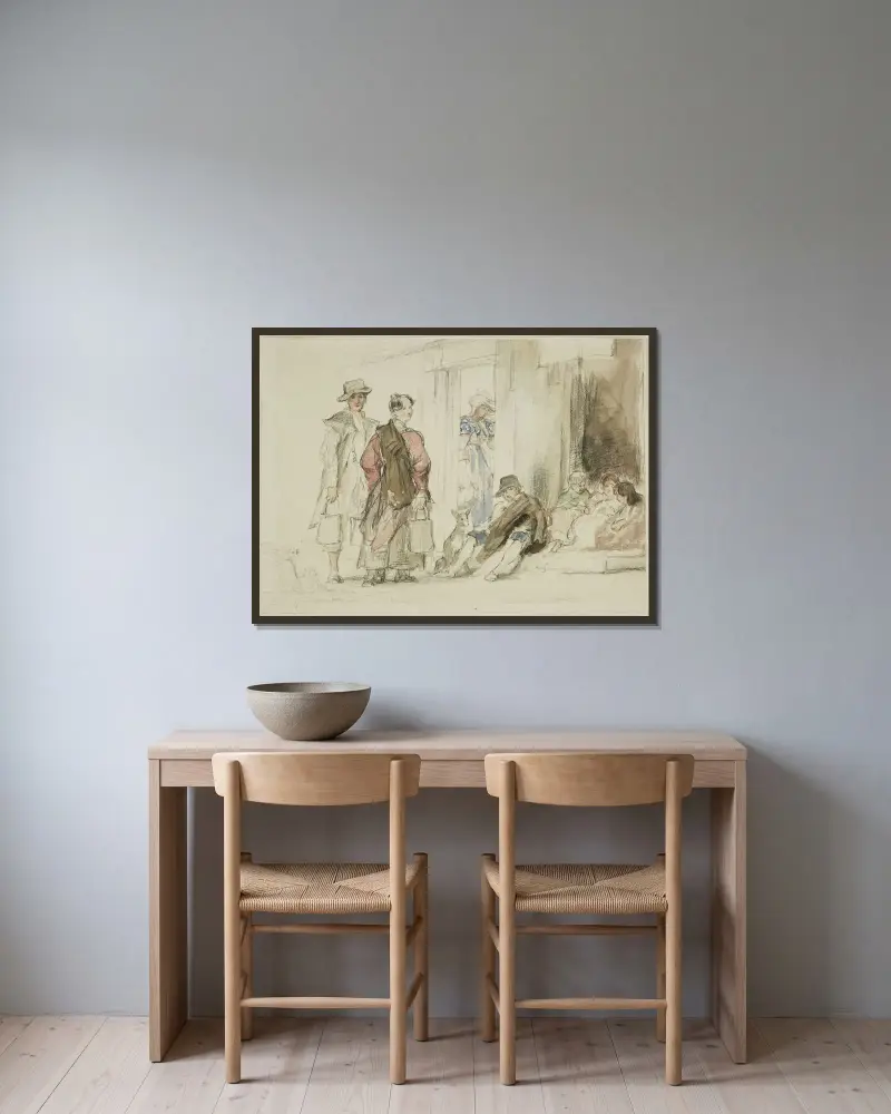 Figuren an einer Türöffnung von Sir David Wilkie gerahmt an einer Wand