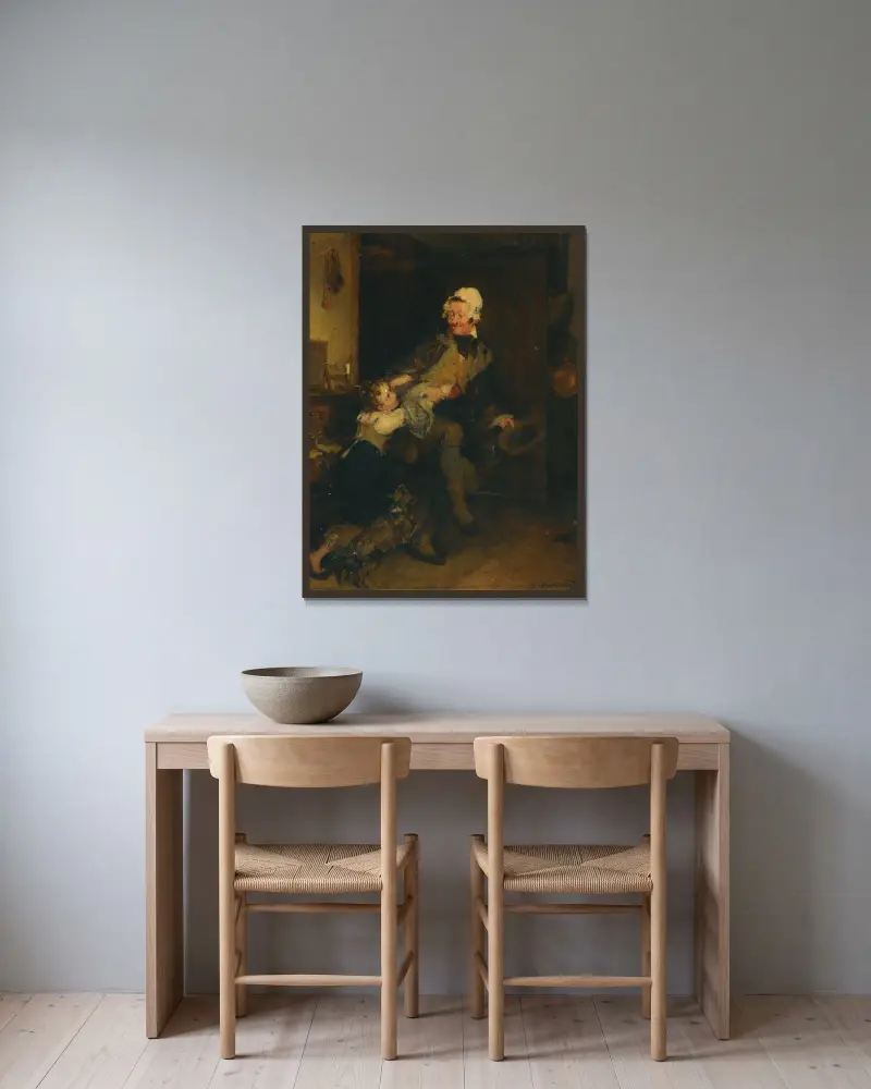 Großmutters Haube von Sir David Wilkie gerahmt an einer Wand