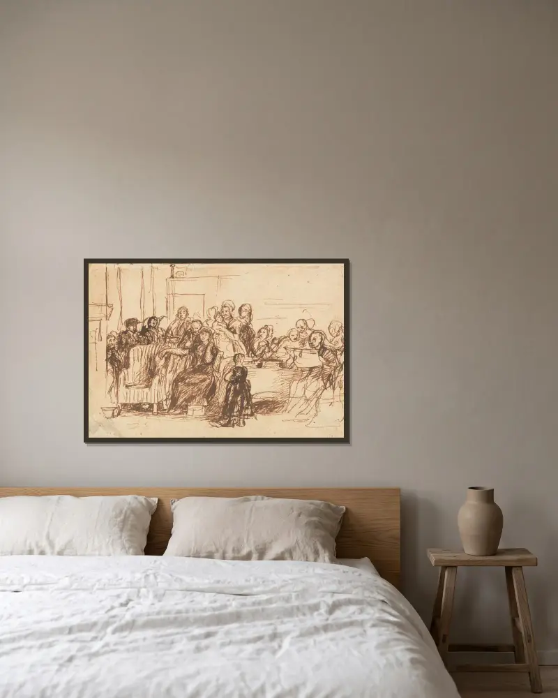 Skizze zu ‚Das Testament lesen‘ von Sir David Wilkie gerahmt an einer Wand