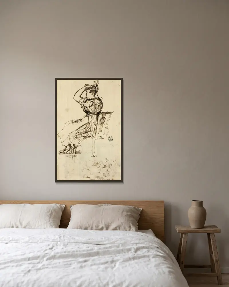 Studie för stugtoalett av Sir David Wilkie inramad på en vägg