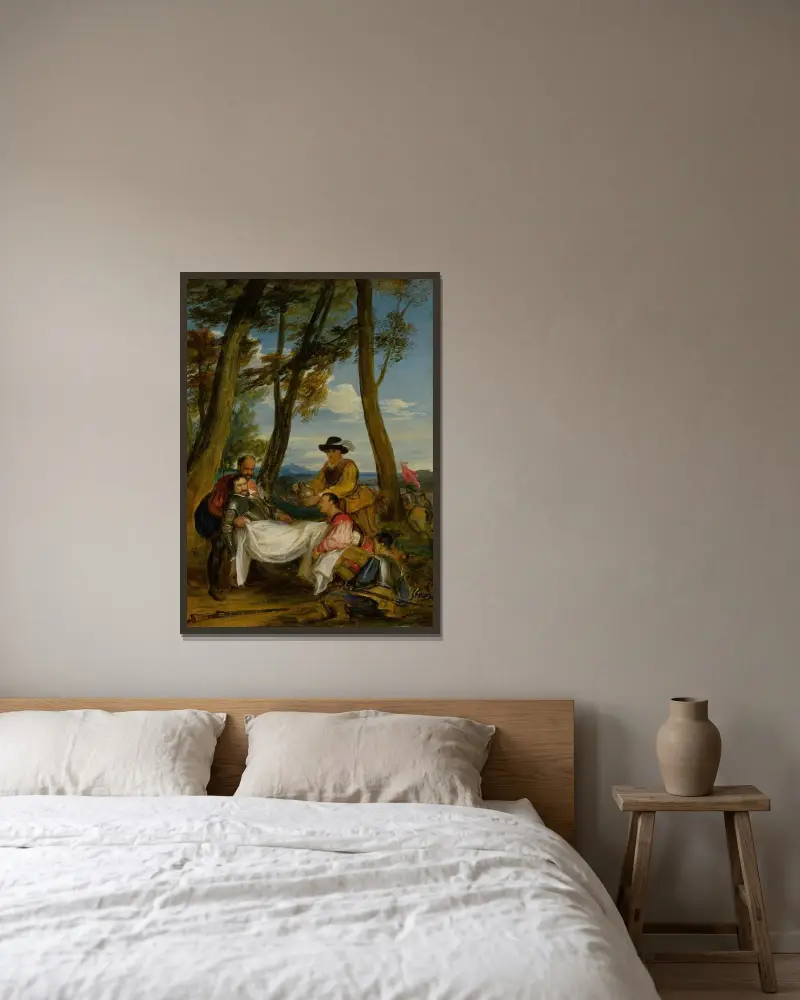 Der Tod von Sir Philip Sidney von Sir David Wilkie gerahmt an einer Wand