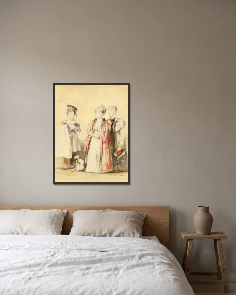 Die Kinder der Familie Hamilton von Sir David Wilkie gerahmt an einer Wand