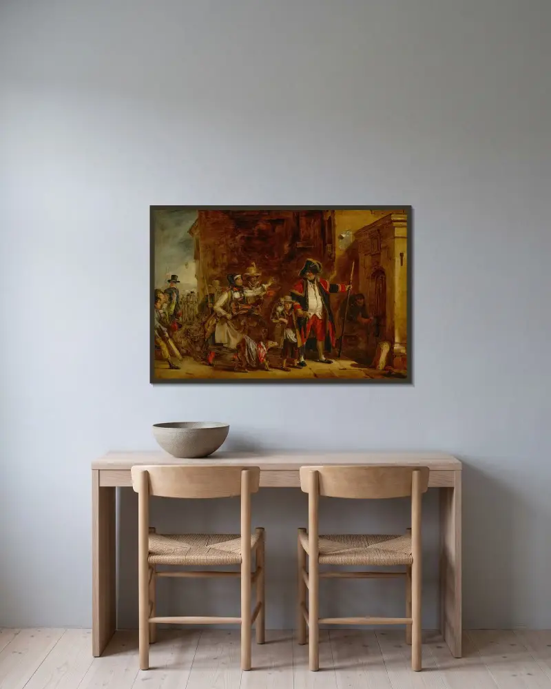 Sockenstämmans betjänt av Sir David Wilkie inramad på en vägg