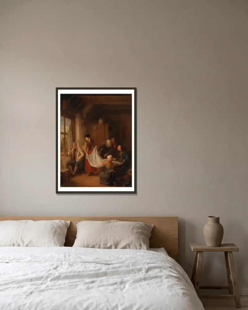 Der Hausierer von Sir David Wilkie gerahmt an einer Wand