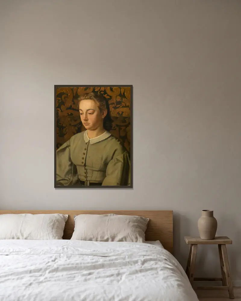 Betsy De Braekeleer, the Painter’s Sister av Henri de Braekeleer inramad på en vägg