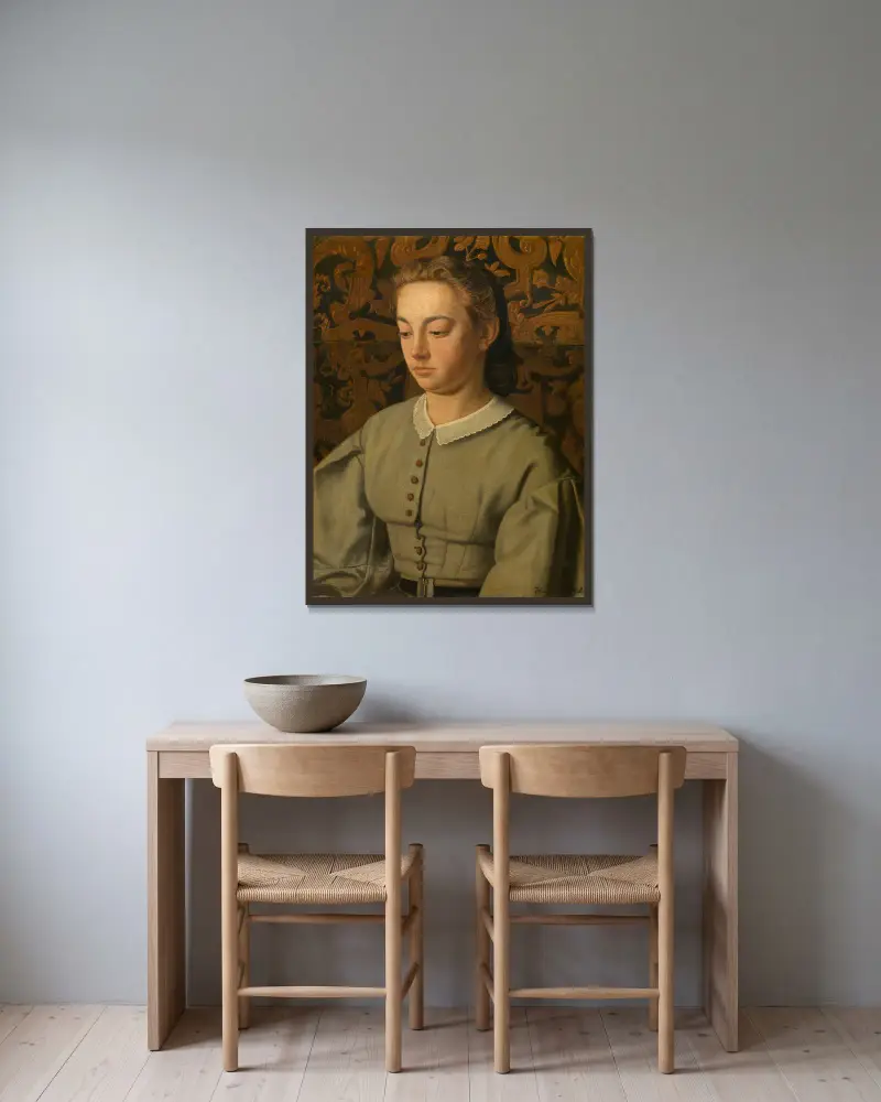 Betsy De Braekeleer, the Painter’s Sister av Henri de Braekeleer inramad på en vägg