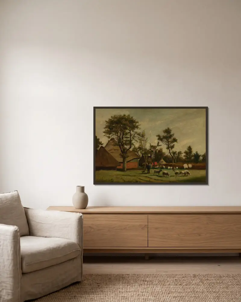 Bauernhaus von Henri de Braekeleer gerahmt an einer Wand