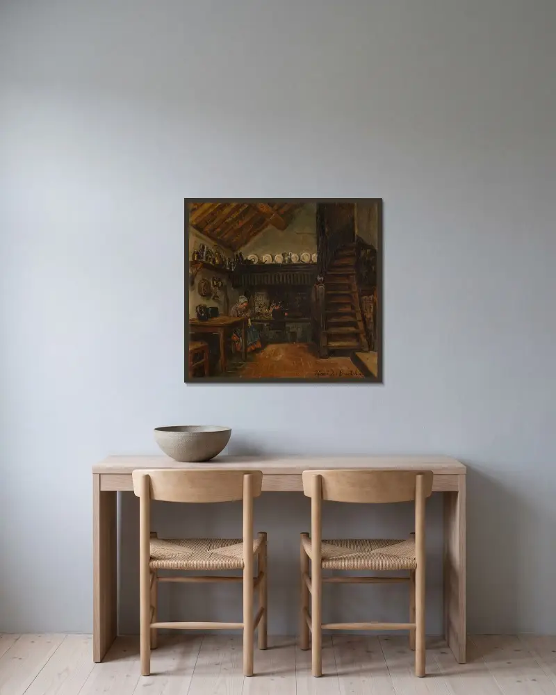 Küche von Henri de Braekeleer gerahmt an einer Wand