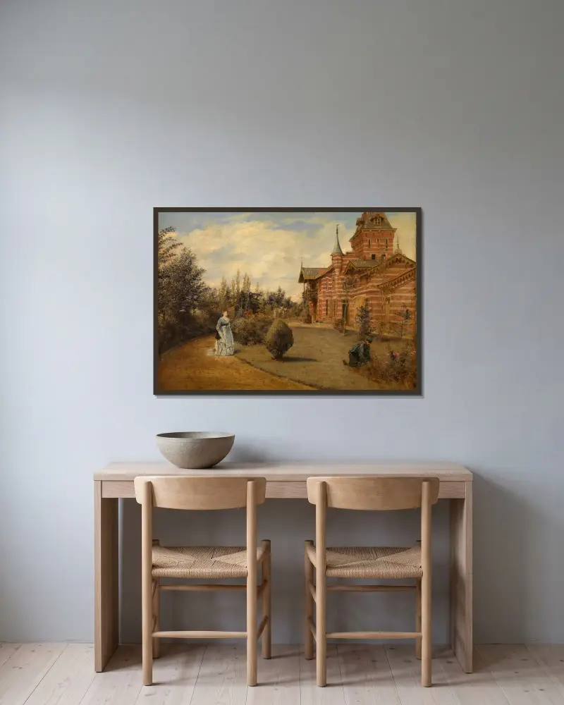 The Country House of Gustave Coûteaux av Henri de Braekeleer inramad på en vägg