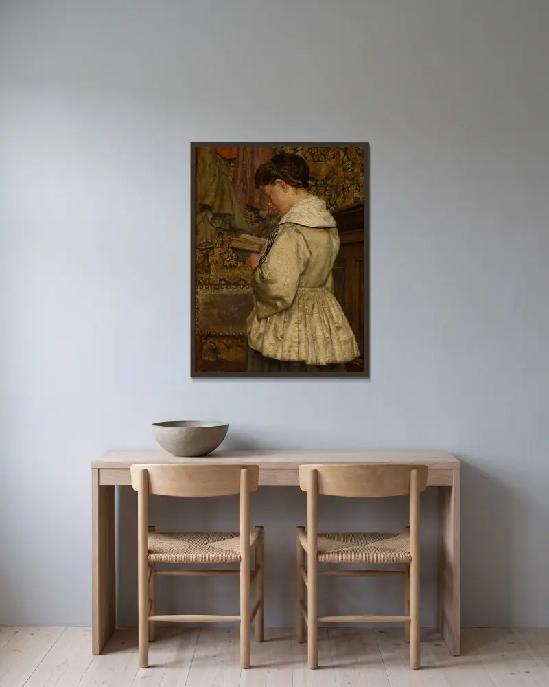 Lesende Frau, 1872 von Henri de Braekeleer gerahmt an einer Wand